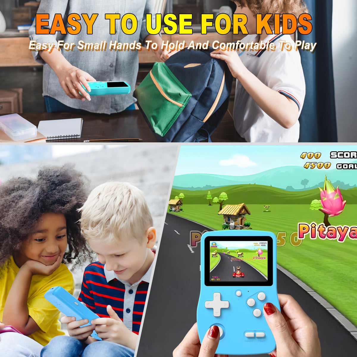 Douddy compact travel console fits small hands and bags easily.