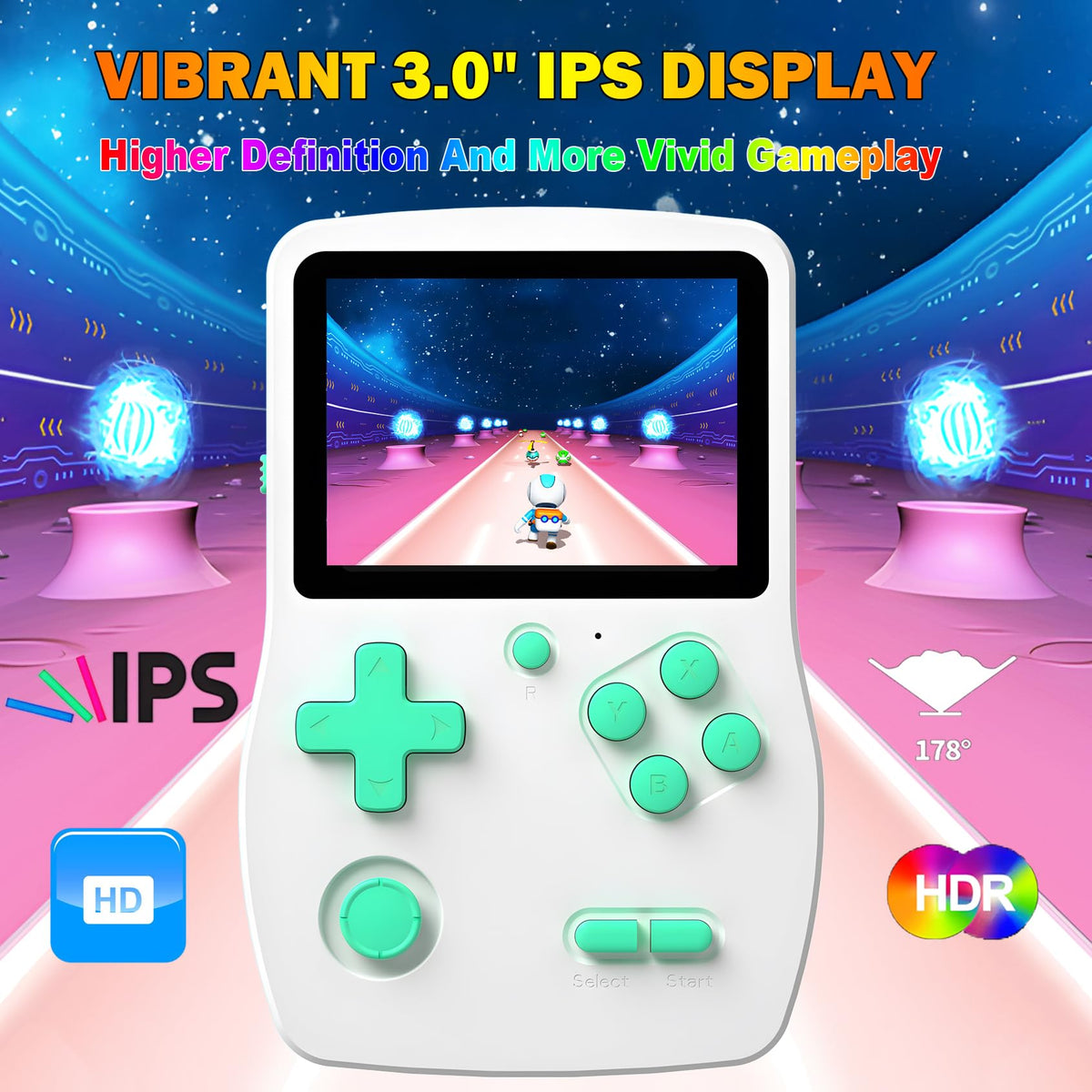 Douddy handheld with ergonomic joystick, precise control for young players.