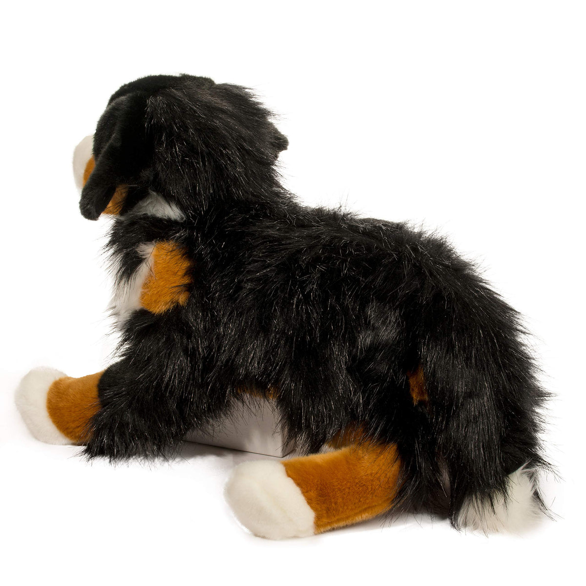 Douglas Alps Bernese Mountain Dog plush ears and tri-color fur texture.