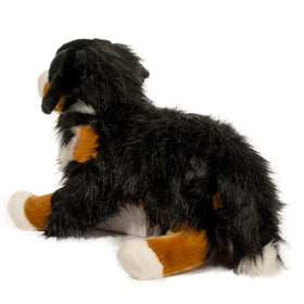 Douglas Alps Bernese Mountain Dog plush ears and tri-color fur texture.