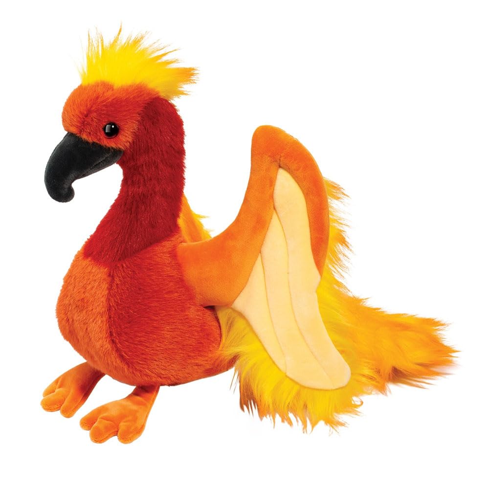 Douglas Cayenne Phoenix plush toy front view with vivid fiery plumage for imaginative play