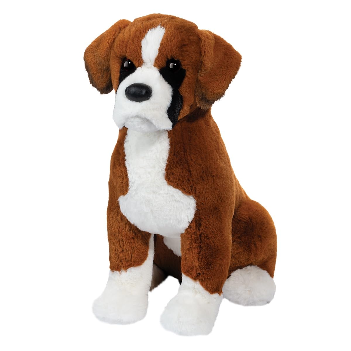Douglas Chance boxer plush front view, soft coat ideal for cuddling and imaginative play.