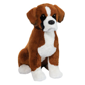 Douglas Chance boxer plush side view, durable build suited for everyday cuddles and storytelling.