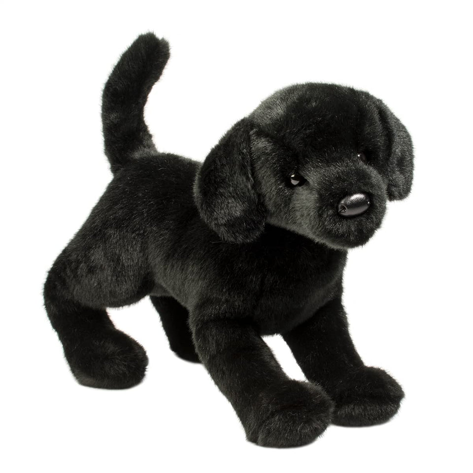 Douglas Chester Black Lab plush full-body view showing cuddle-ready design