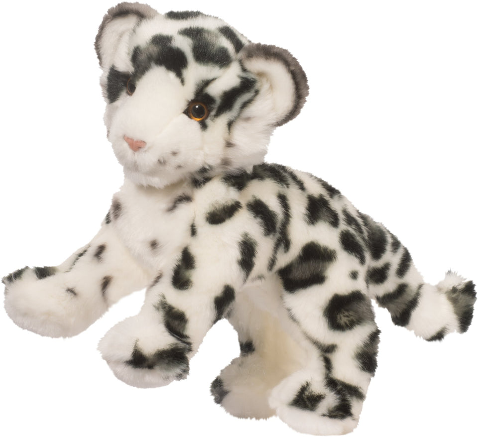 Douglas Irbis Snow Leopard Cub full view highlights soft fur and cuddly poseable body for play