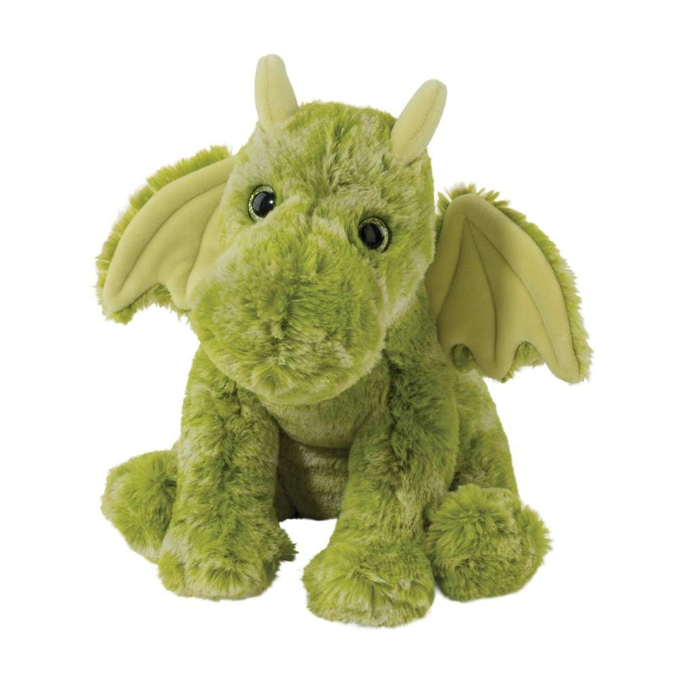 Douglas Lucien Green Dragon Softie sitting portrait highlights its cuddly plush design.