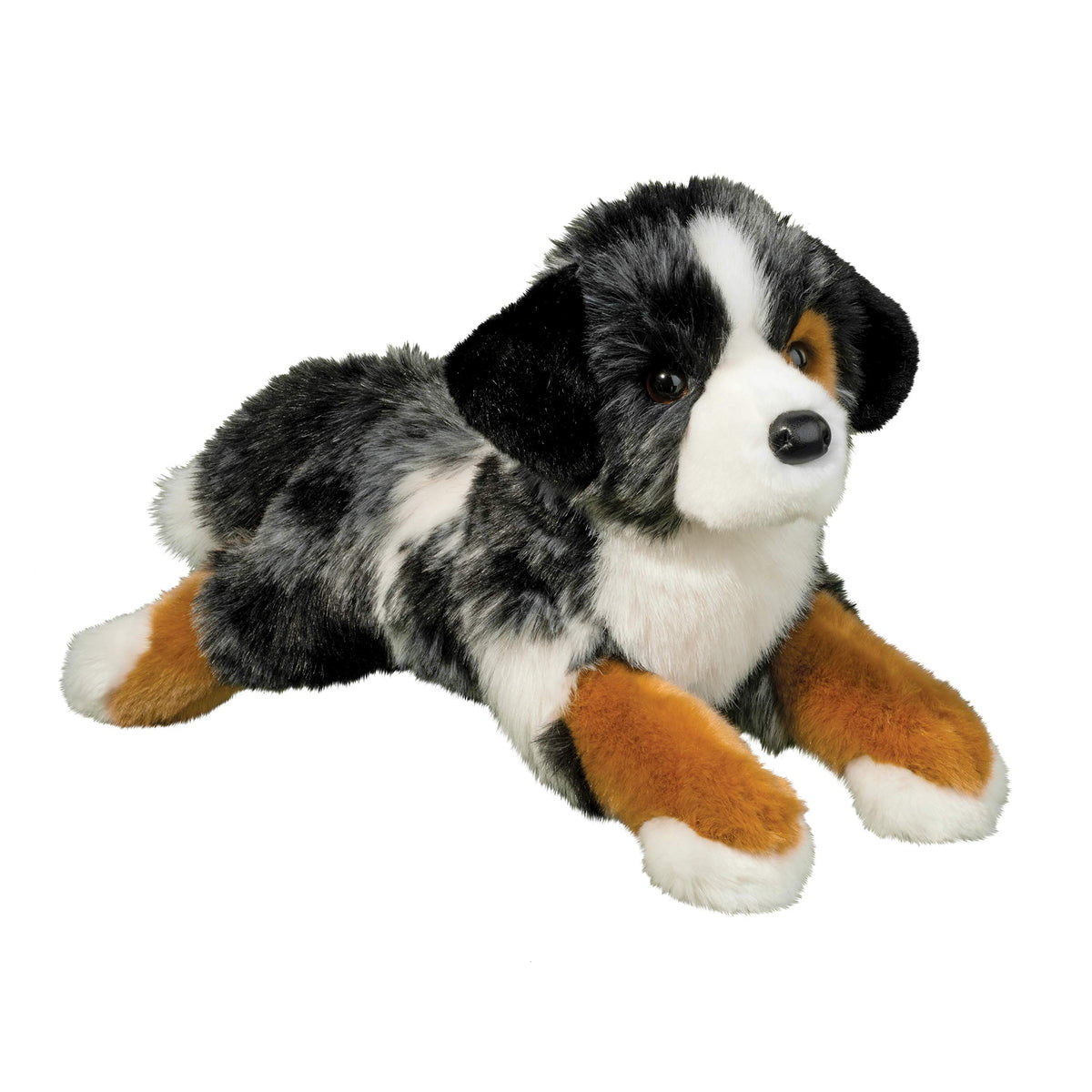 Douglas Maizie plush with merle coat, 18.5-inch length, ideal for cozy hugs.