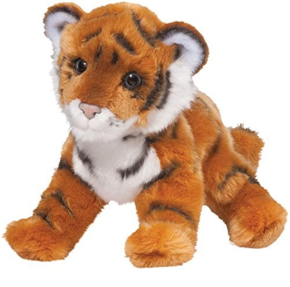 Douglas Pancake Bengal Tiger Cub plush with lifelike eyes, ideal for comforting hugs.