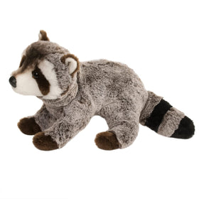 Douglas Ringo Raccoon plush face detail, amber eyes and realistic mask.