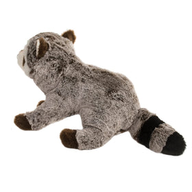 Douglas Ringo Raccoon plush materials show gray-brown fur and softness.