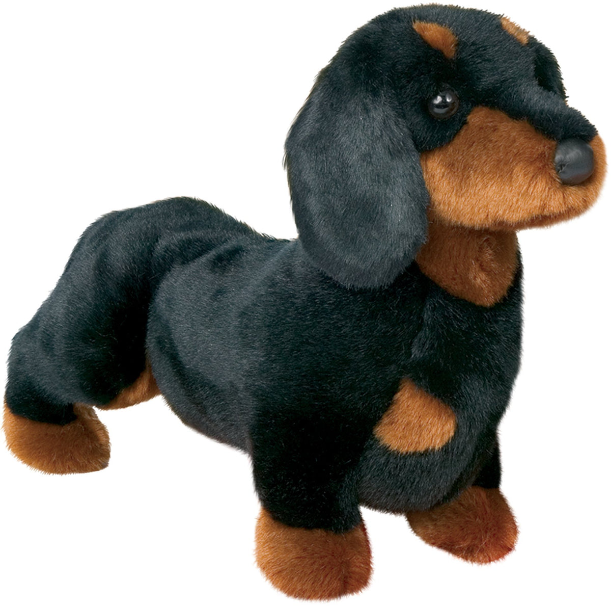 Douglas Spats black and tan dachshund plush with lifelike expression for comforting hugs.