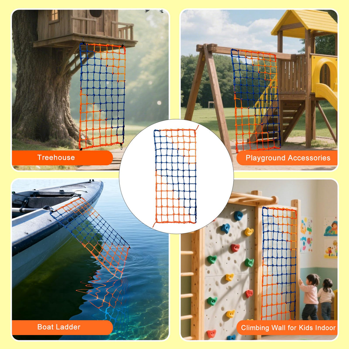 Dovacs climbing net undergoing tensile and climbing tests for reliability.