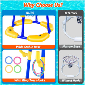 Doviden 2-in-1 pool toy for basketball and ring toss play.
