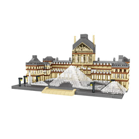 DovOb Louvre micro building blocks model with ultra-small bricks for detailed display.