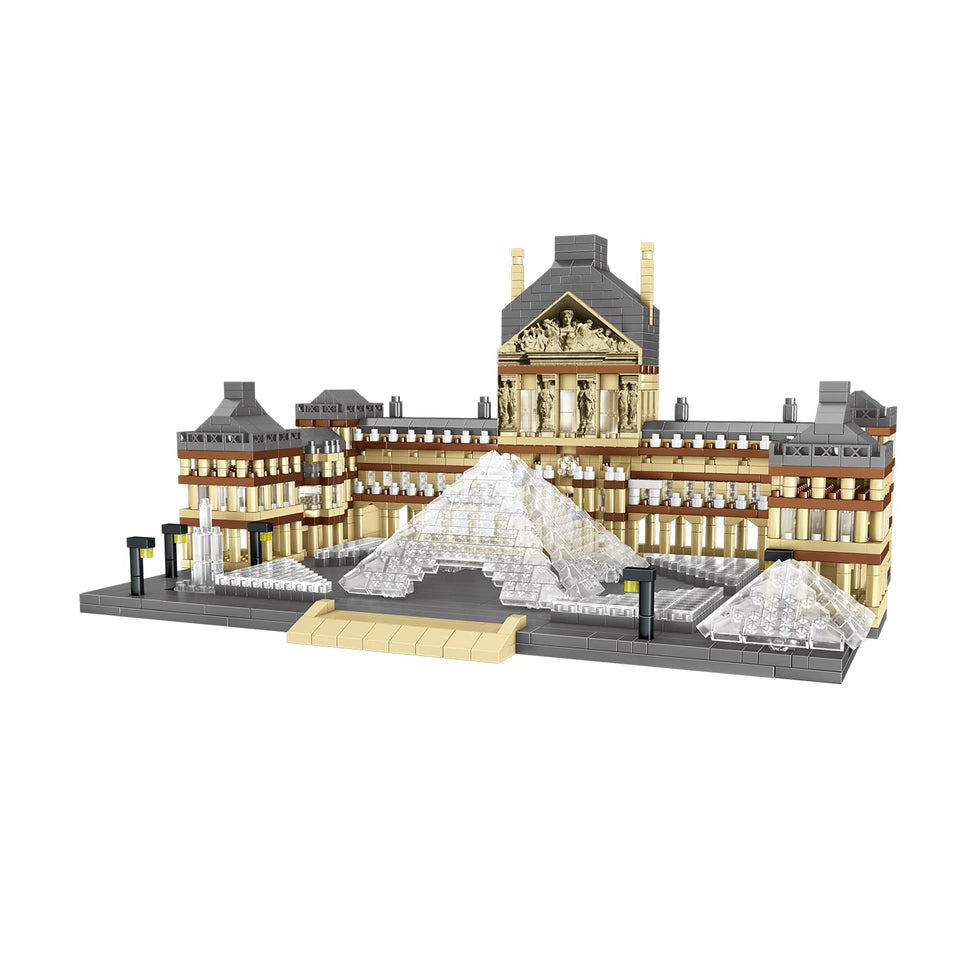 DovOb Louvre micro building blocks model with ultra-small bricks for detailed display.