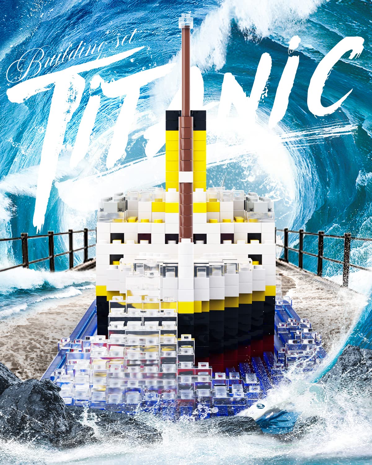 dOvOb Titanic micro blocks set features two figures for interactive play.