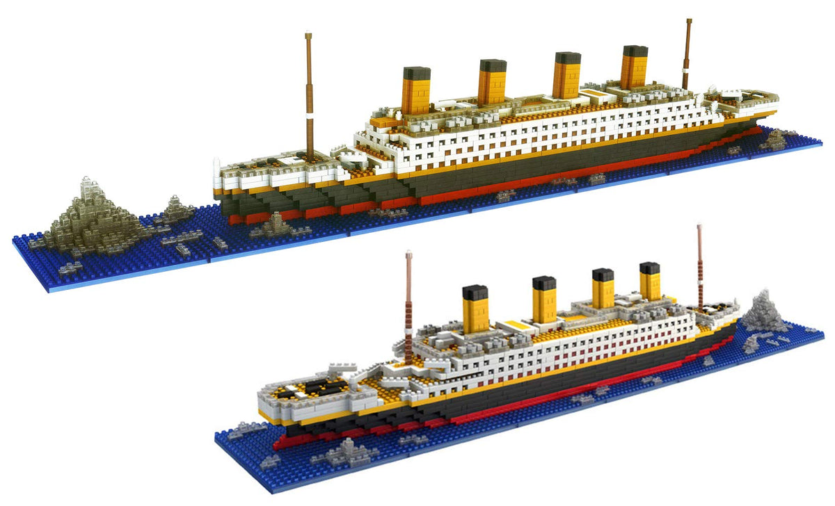 dOvOb Titanic micro blocks ship front view for immersive build and display.