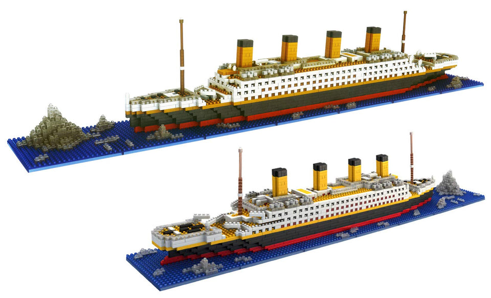 dOvOb Titanic micro blocks ship front view for immersive build and display.