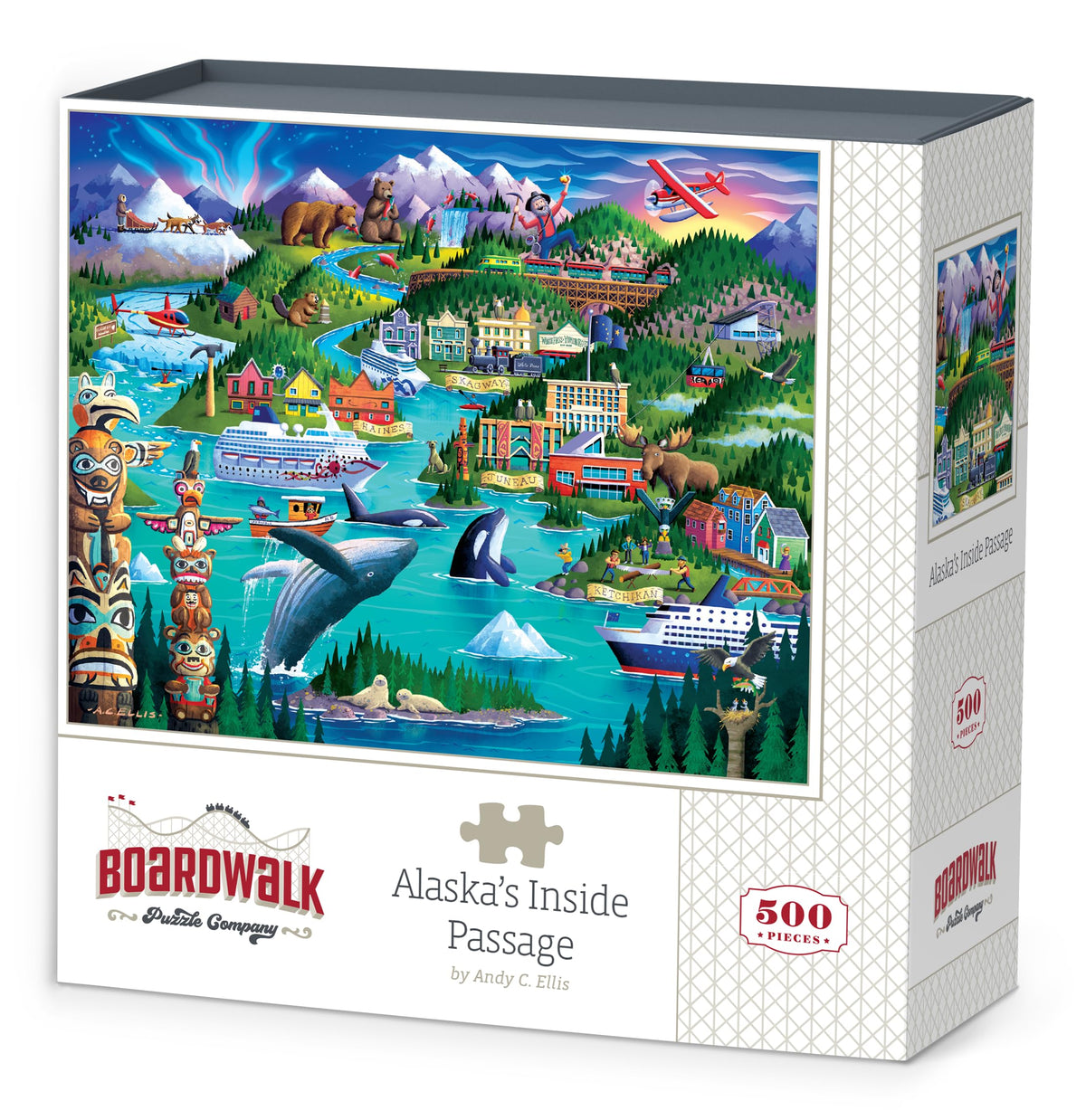 DOWDLE Boardwalk Puzzles Alaska Inside Passage art for immersive family fun.