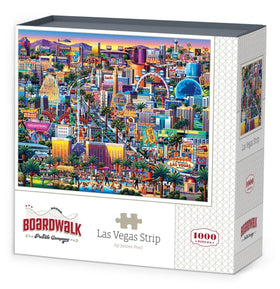 Dowdle Las Vegas Strip 1000-piece puzzle cover featuring a vibrant cityscape for family game night.