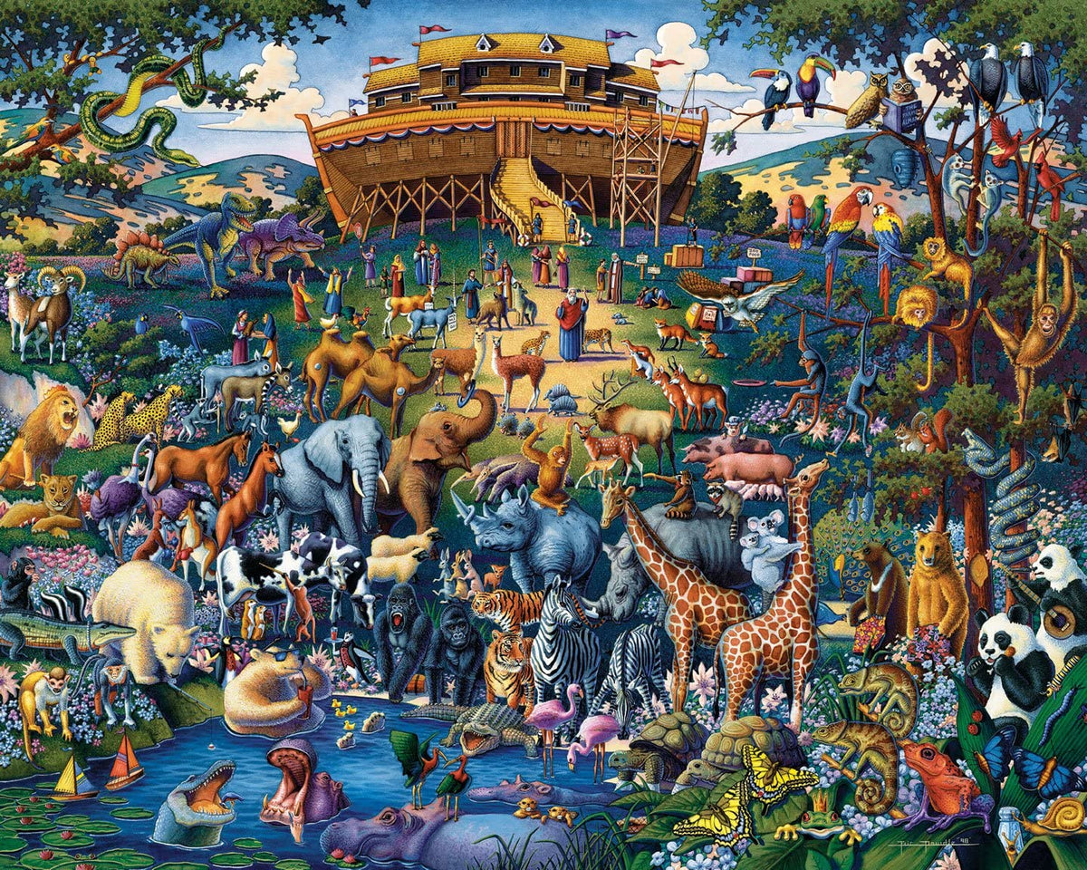 Dowdle Noah's Ark puzzle 500 pieces shows colorful scenes for a child's room.