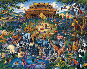 Dowdle Noah's Ark puzzle 500 pieces shows colorful scenes for a child's room.