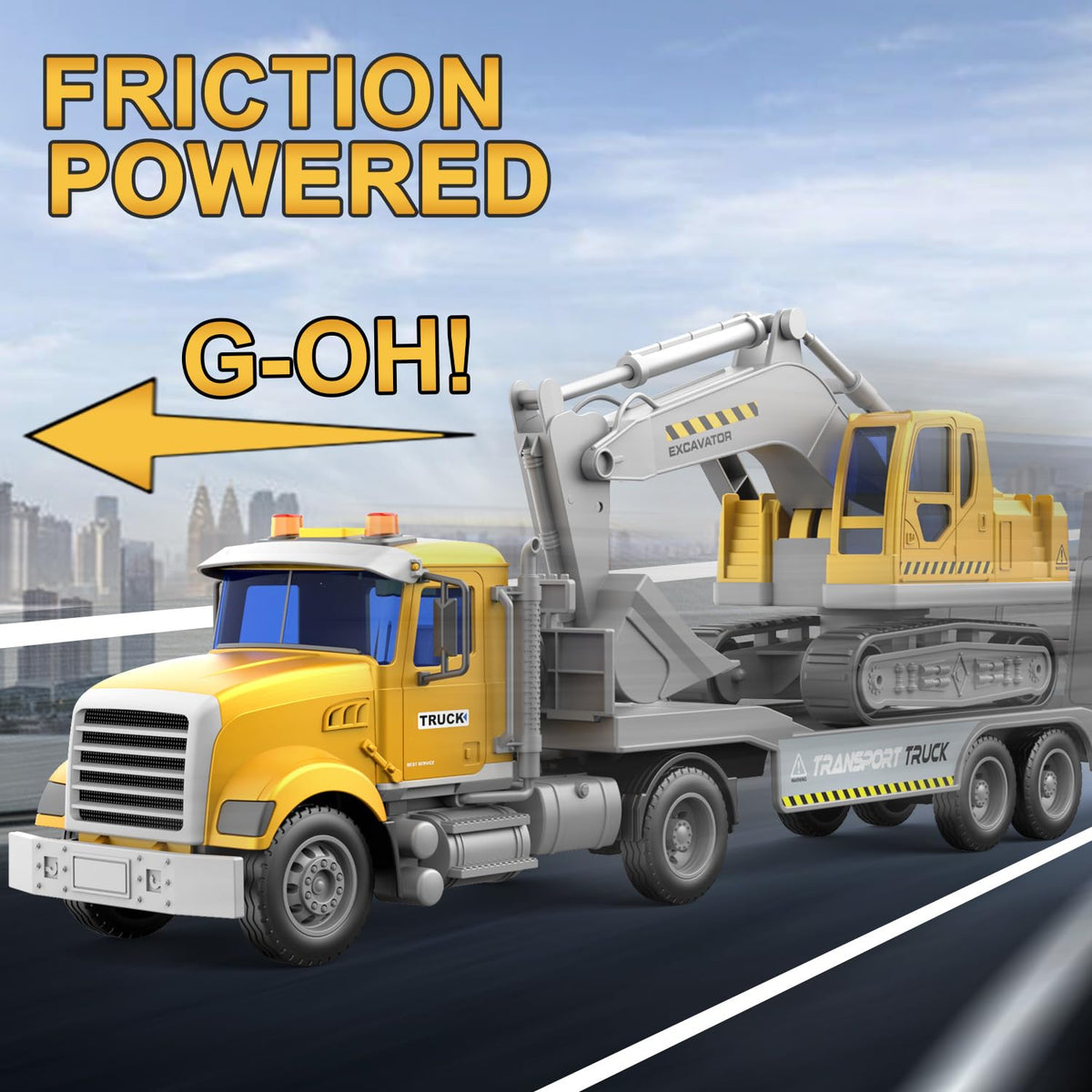 DOWELLIN excavator toy digger features realistic sounds and lights for engaging pretend construction.