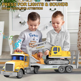 DOWELLIN truck head separates to simulate turning and unloading for interactive learning.