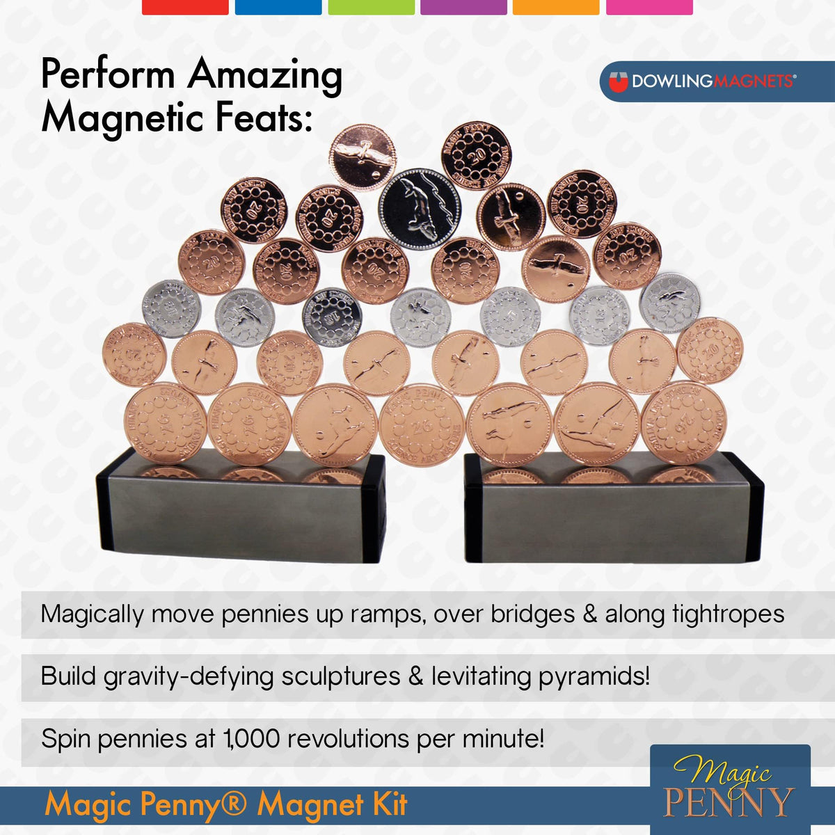 Dowling Magnets Magic Penny coins close-up emphasizing geometric exploration