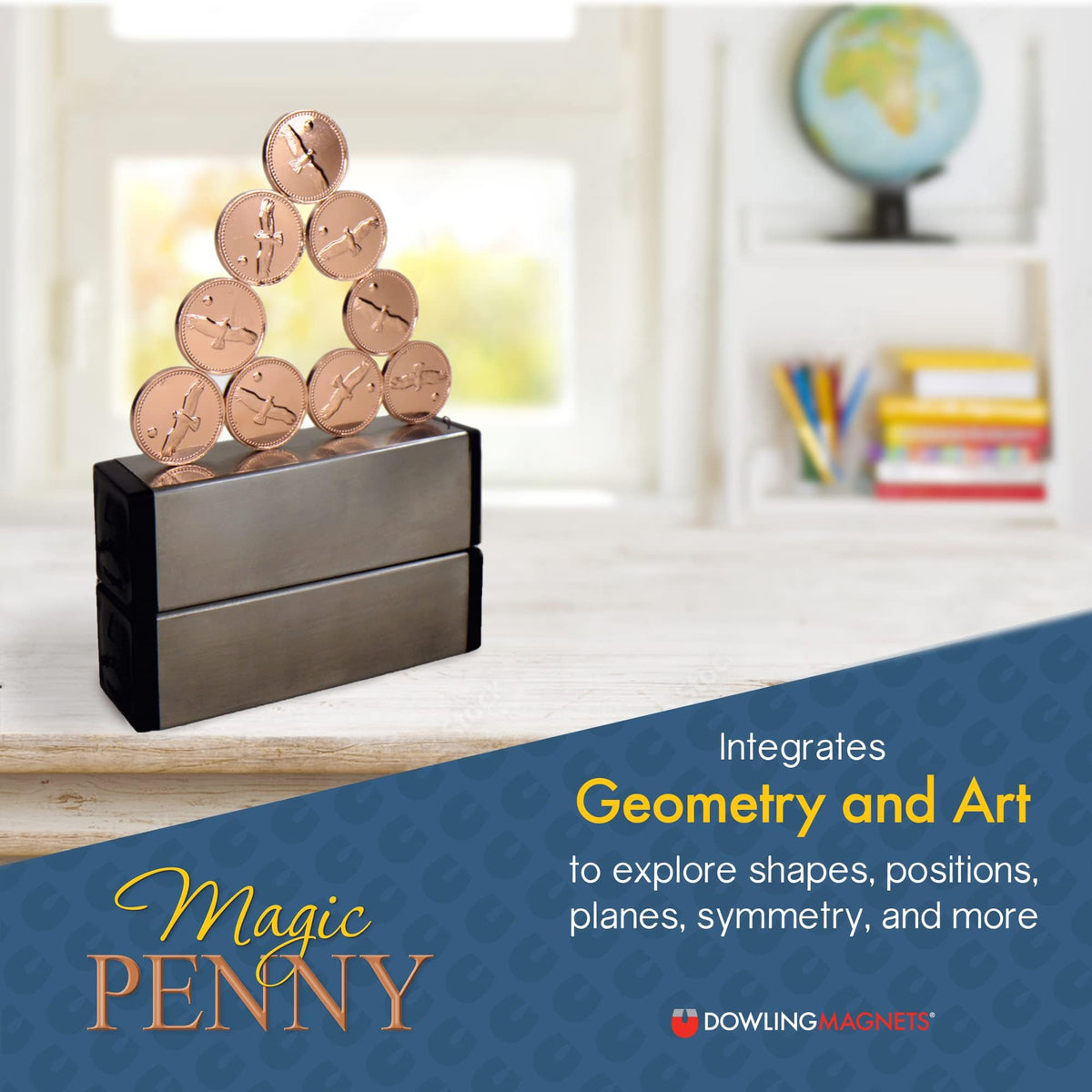 Dowling Magnets Magic Penny magnets in action showing strong magnetic pull
