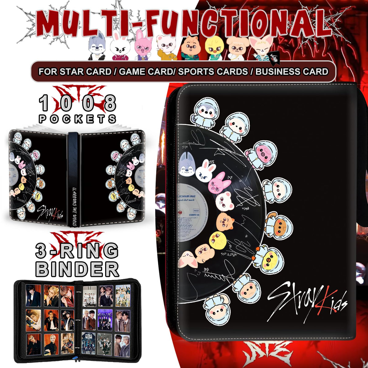 DOXUA Stray Photocards Binder PU leather cover protects contents
