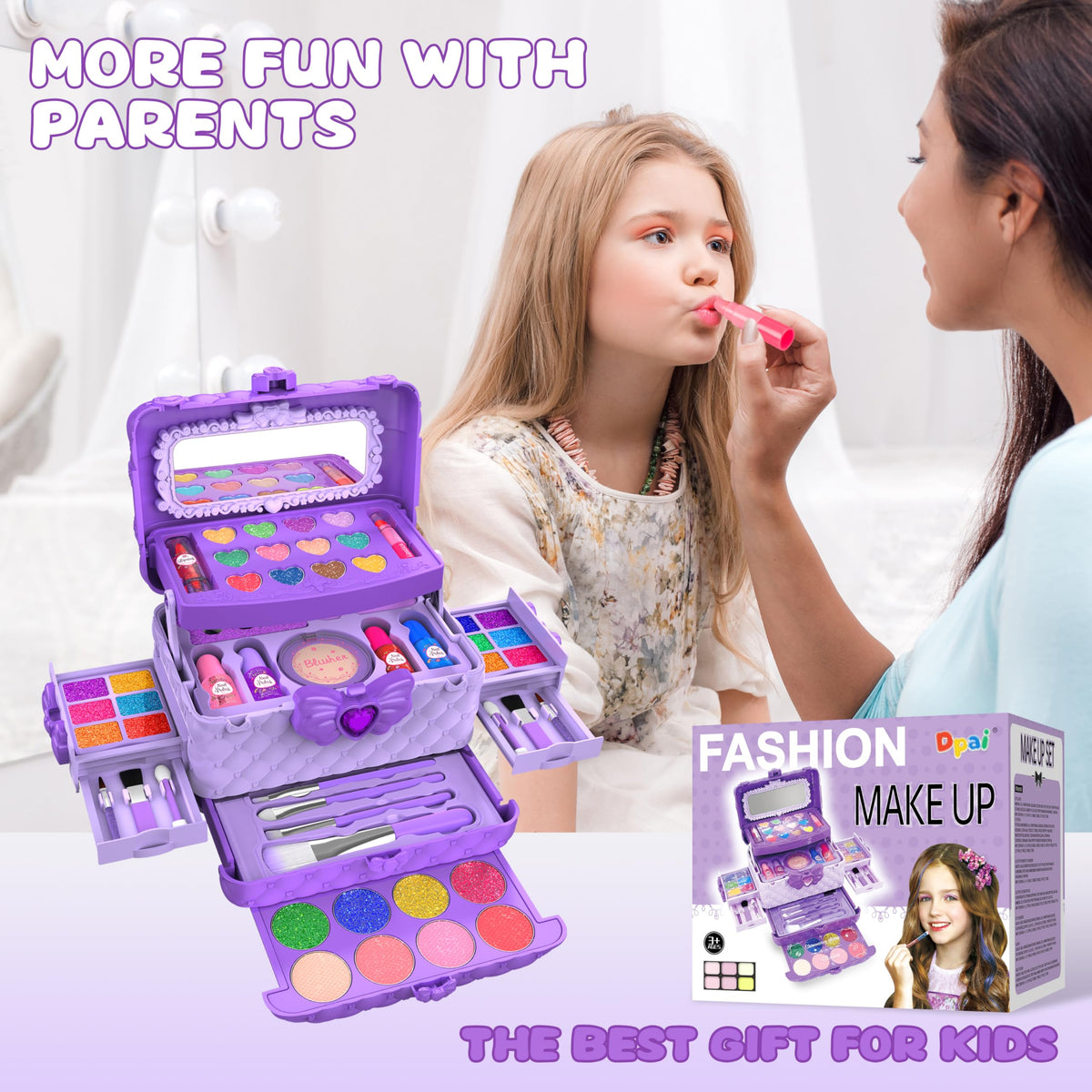 Dpai kit purple nail-polish bottles offer washable kid-friendly colors