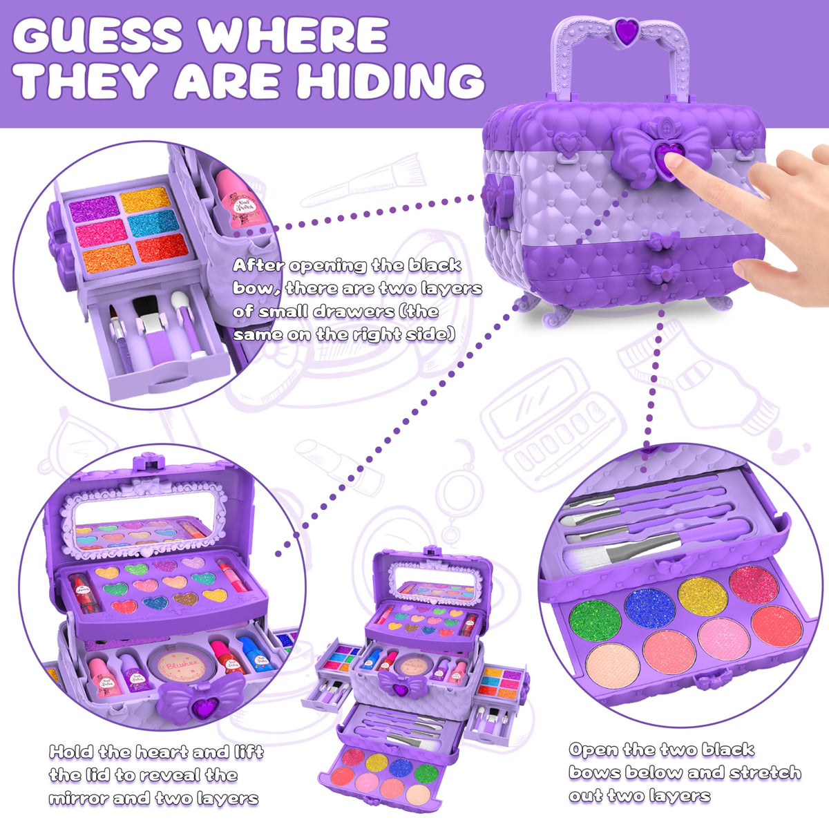 Dpai kids makeup kit purple makeup palette demonstrates vibrant colors for creative looks