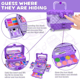 Dpai kids makeup kit purple makeup palette demonstrates vibrant colors for creative looks