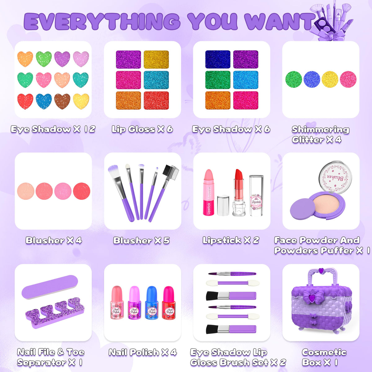 Dpai makeup kit purple mirror image shows handy grooming companion for playtime