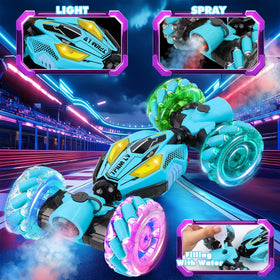 DPAPDI Gesture Sensing RC Stunt Car side profile highlights rugged tires for all-terrain fun