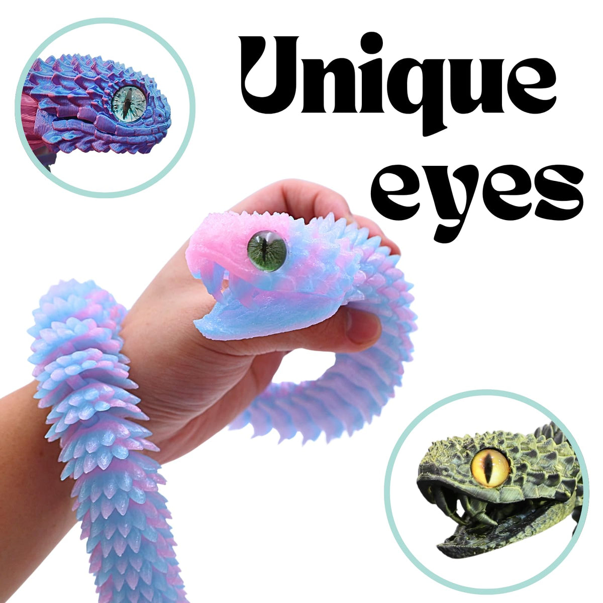 Dpcirk rainbow snake with flexible joints for poseable display and tactile engagement.