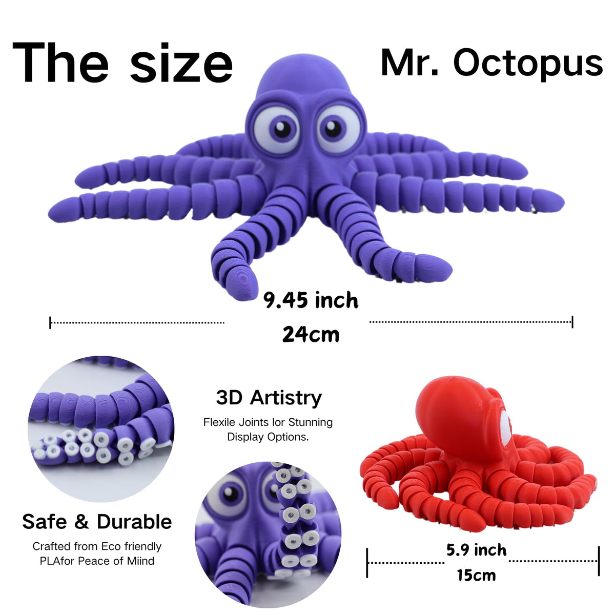 Dpcirk movable-tentacles octopus on a desk display