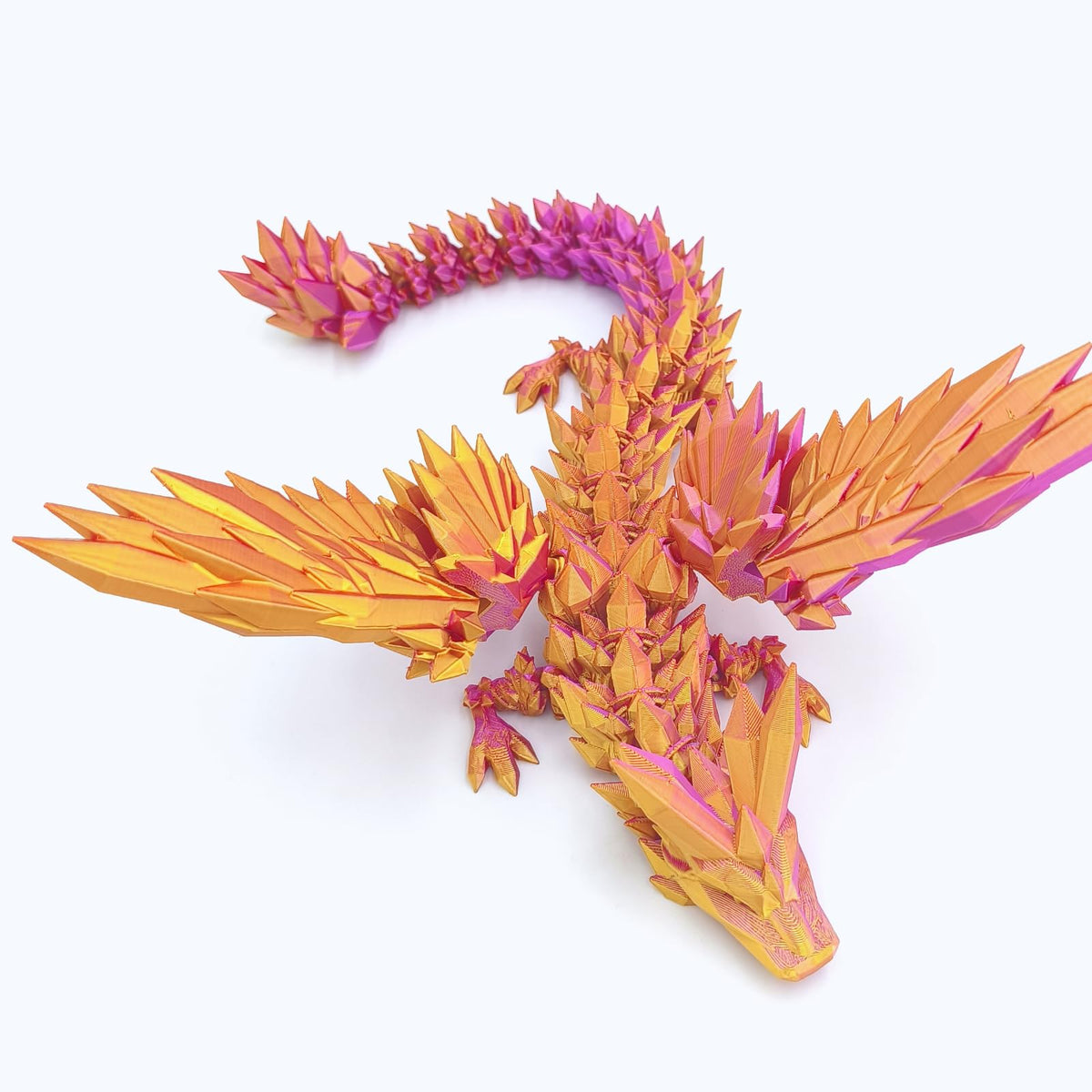 Dpcirk 18-inch flying dragon with wings enhances living room decor.