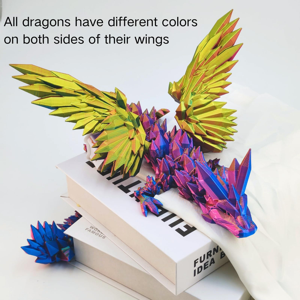 Dpcirk 3D-printed dragon showcases modern manufacturing technology.