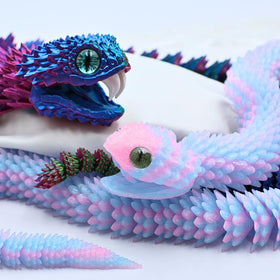 Dpcirk red-blue-yellow snake adds vibrant color to home decor.
