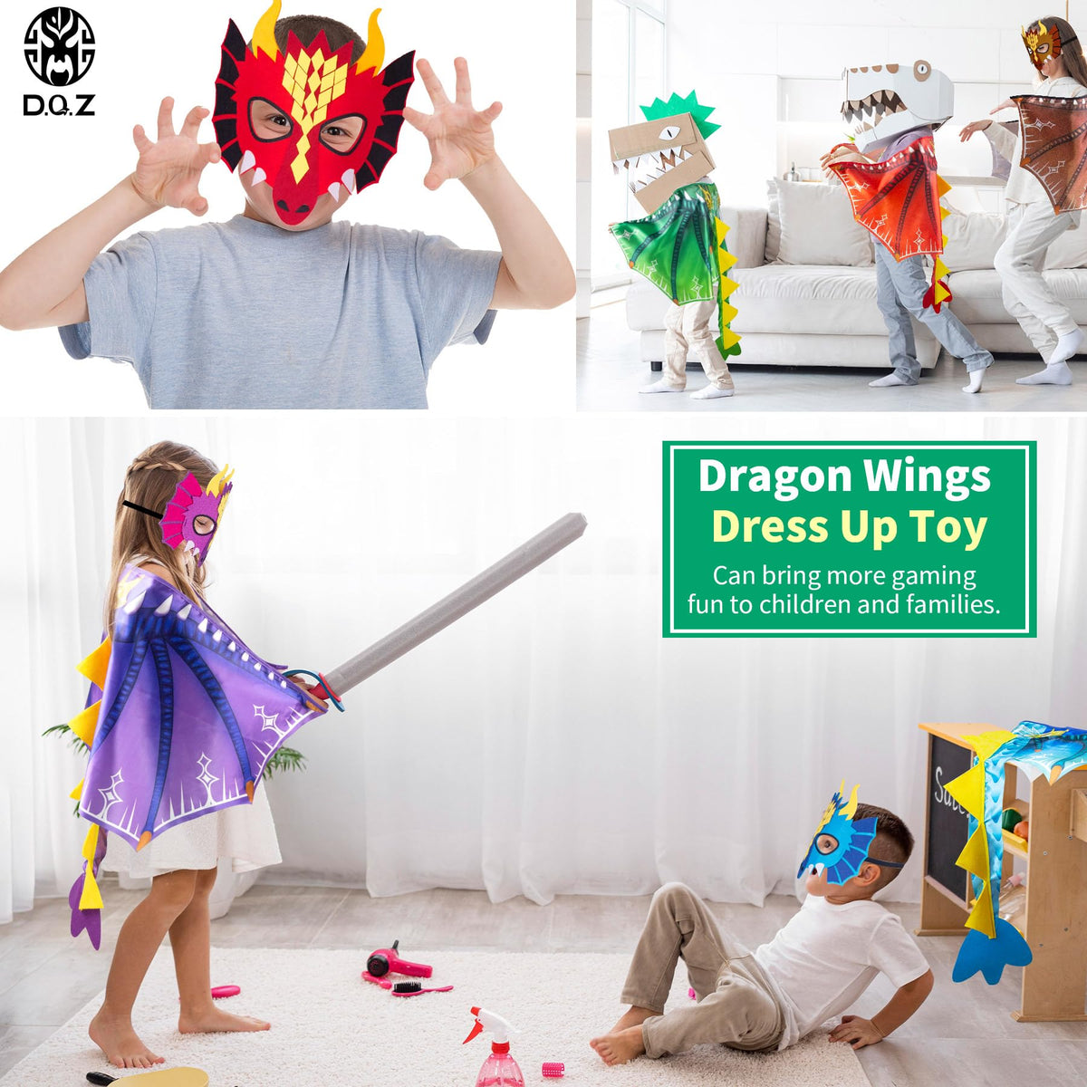 D.Q.Z dinosaur wings red for eye-catching fantasy play and party photos