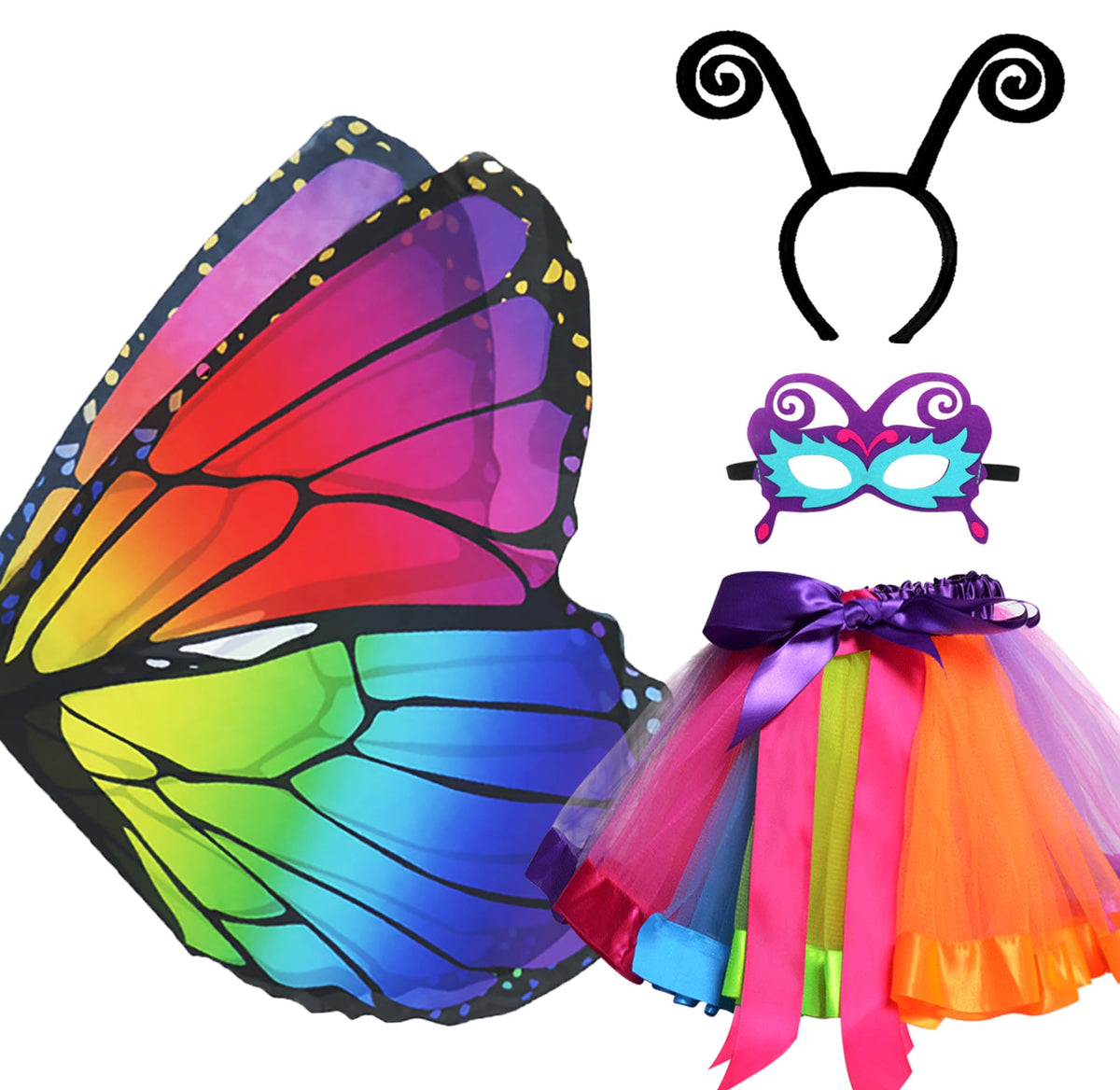 DQZ fairy wings with rainbow tutu for imaginative dress-up play
