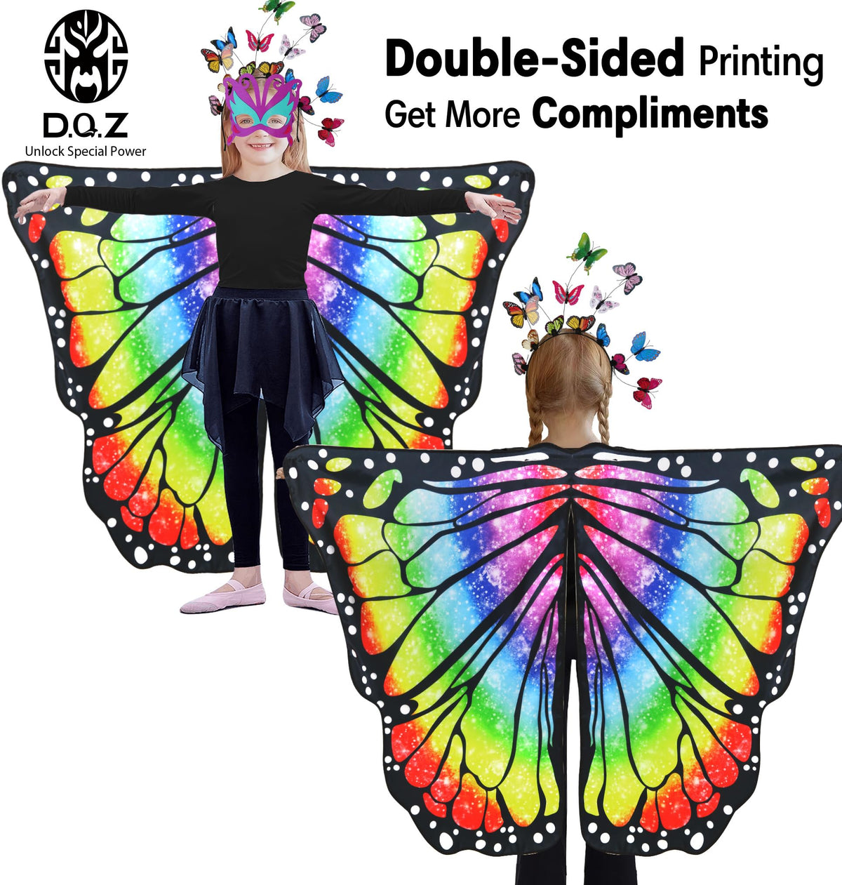 DQZ kids butterfly wings with headband, playful costume option for pretend play