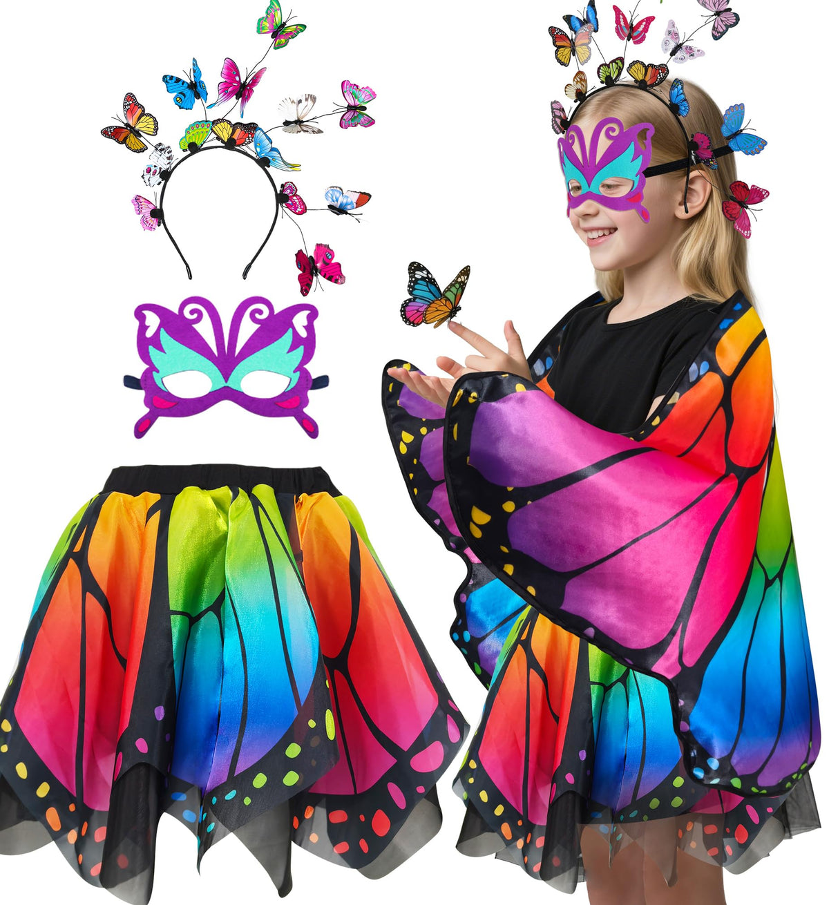 DQZ rainbow tutu skirt adds bright, carefree princess style for playtime.
