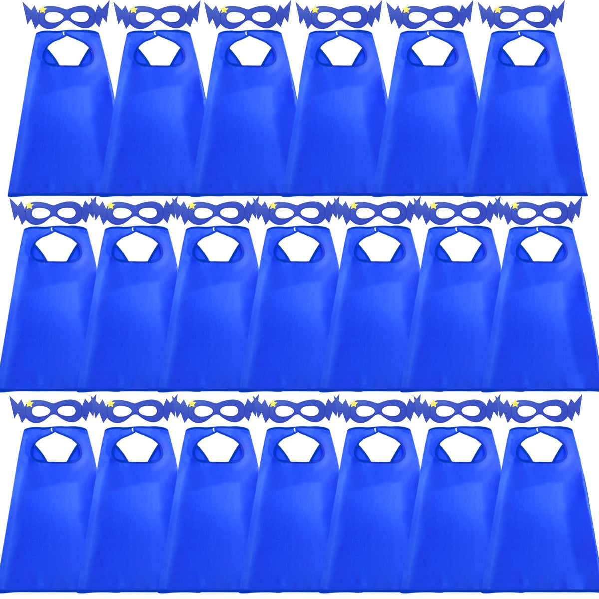 DQZ superhero cape blue front view, durable satin fabric for imaginative play