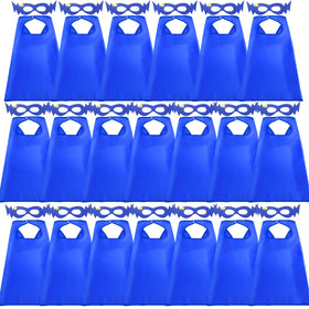 DQZ superhero cape blue front view, durable satin fabric for imaginative play