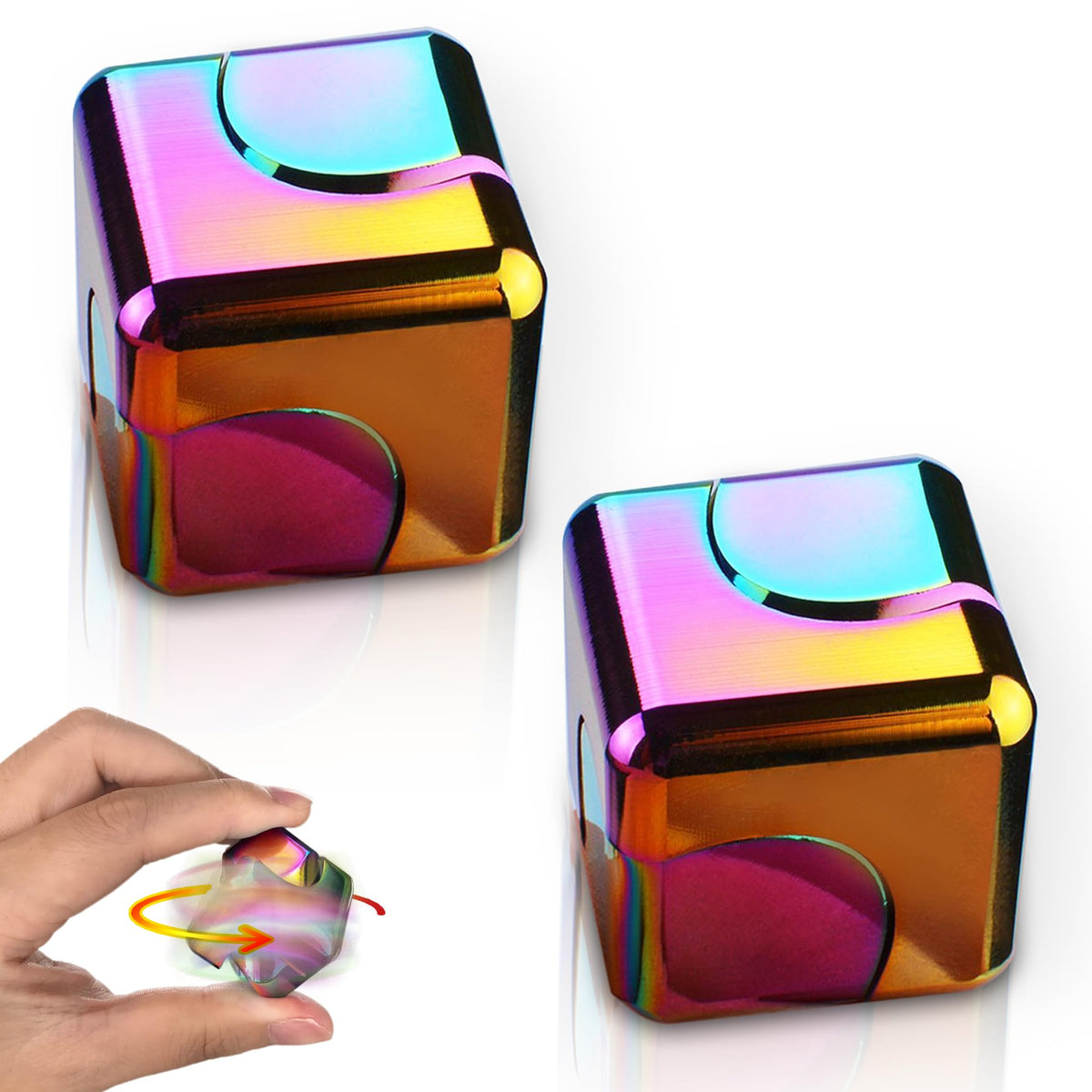 Dr.Kbder fidget spinner cube front view—compact desk toy for focus and calm