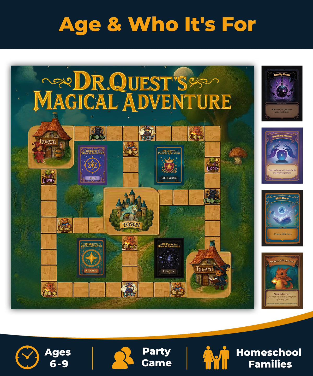 Dr. Quest language challenges cards encourage spelling and vocabulary through story prompts.