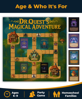 Dr. Quest language challenges cards encourage spelling and vocabulary through story prompts.